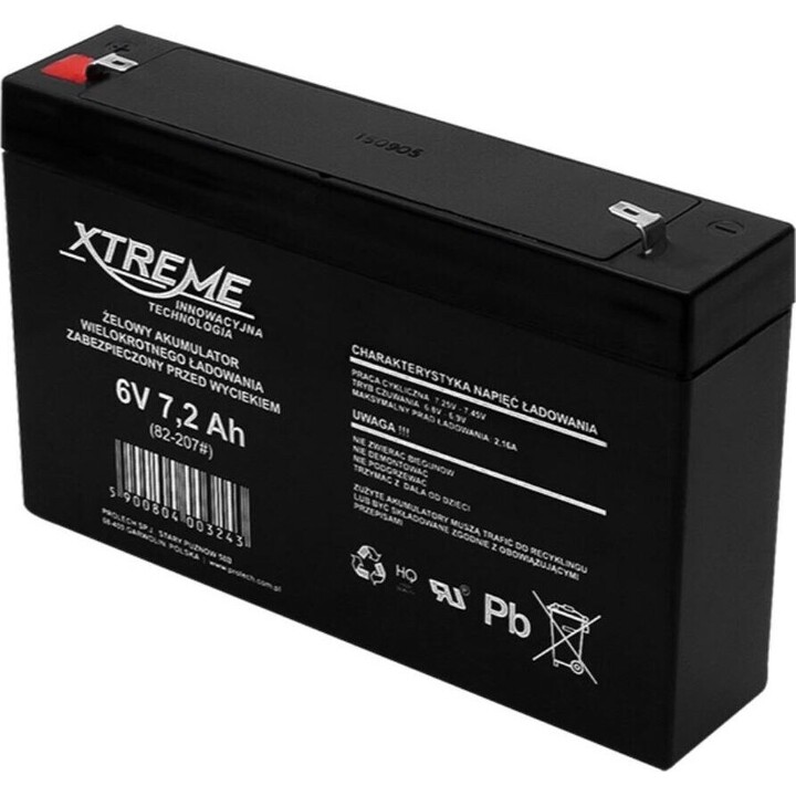 BLOW XTREME batterie gel 6 V 7,2 Ah noire