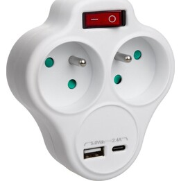 Splitter dual socket x2 USB MCE336 type E