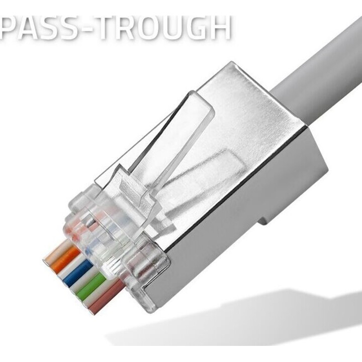 RJ45 through connector plug,CAT6,FTP,100pcs