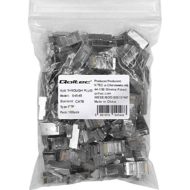 RJ45-Durchgangsstecker, CAT6, FTP, 100 Stück
