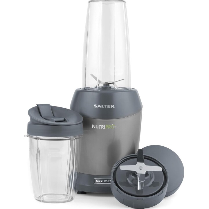 Mixeur portable Salter NutriPro 1000, extracteur de jus sain, extracteur de nutriments, 2 gobelets de voyage (800 ml/1 L), soupe