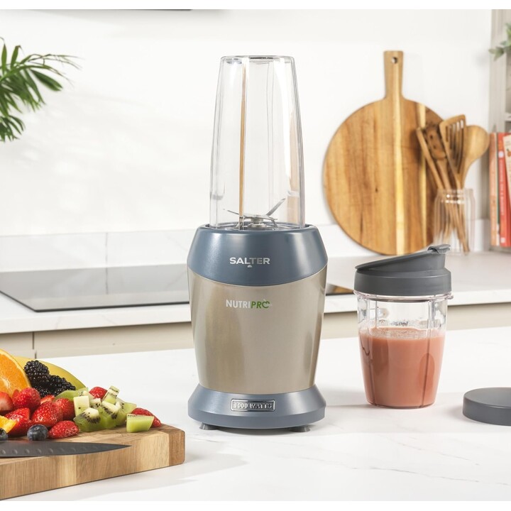 Mixeur portable Salter NutriPro 1000, extracteur de jus sain, extracteur de nutriments, 2 gobelets de voyage (800 ml/1 L), soupe