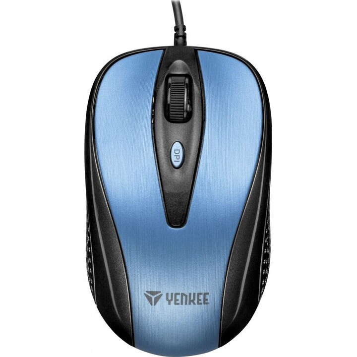 Kabelgebundene USB-Maus, 4 Tasten, optisch, symmetrisch, blau