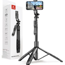 Perche à selfie en aluminium avec trépied Bluetooth noir