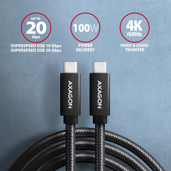 Cabo Axagon BUCM32-CM15AB USB-C para USB-C USB3.2 Gen2 1 m