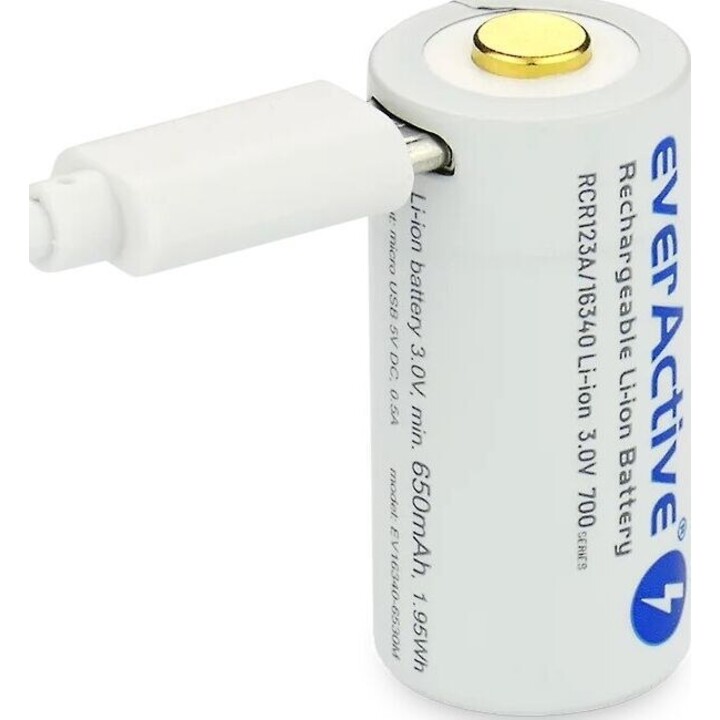 Rechargeble battery 16340 3V Li-ion 700 mAh micro USB
