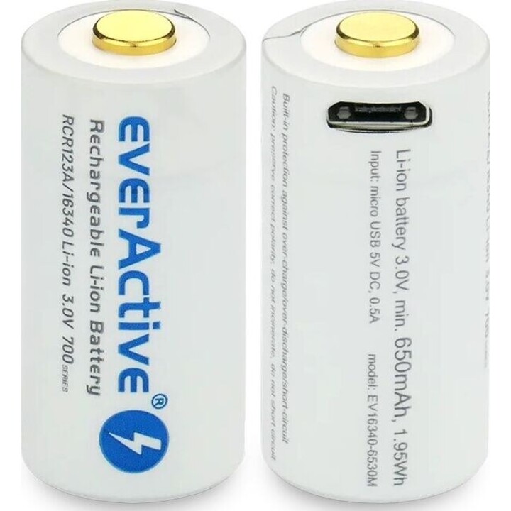 Rechargeble battery 16340 3V Li-ion 700 mAh micro USB
