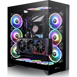 Case per PC CTE E600 MX con pannello laterale in vetro temperato nero.