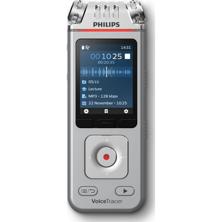 Philips DVT4115 Digital Voice Tracer Flash card Chrom, Silber