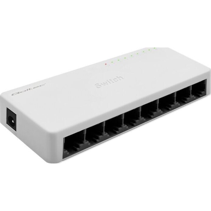 Switch de rede com 8 portas RJ45 e LAN de 100 Mbps