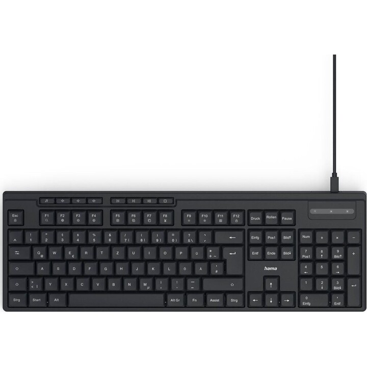 Hama CK-200 USB keyboard, cabled, 8 media keys, black