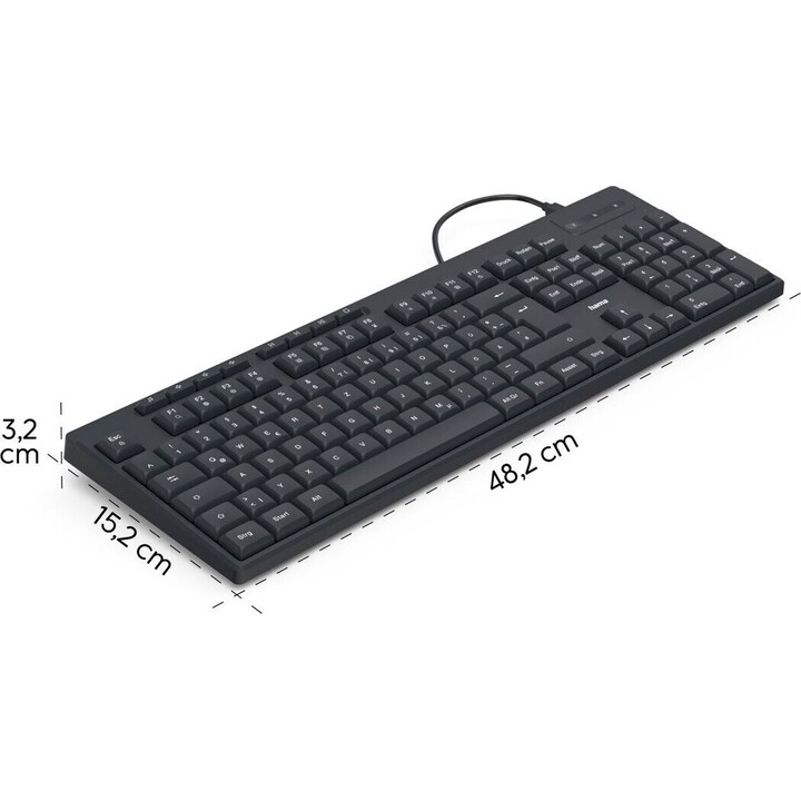 Hama CK-200 USB keyboard, cabled, 8 media keys, black