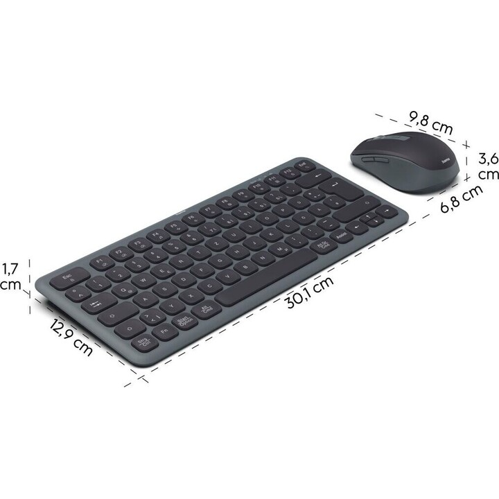 Hama U8173061 multi device keyboard and mouse set black gre