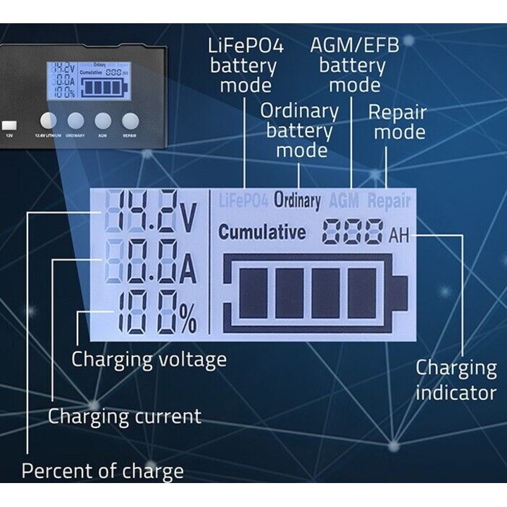 Microprocessor charger 12V 12.6V 24V LCD