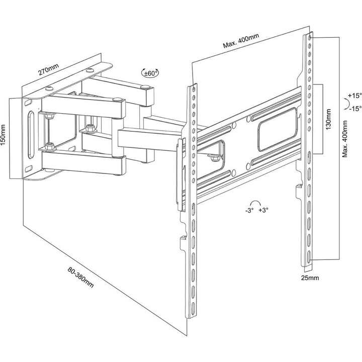 Support TV pour écrans de 21 à 75 pouces, 50 kg, MC-788