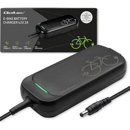 Caricabatterie per bici e scooter elettrici da 36 V | Uscita 42 V | 2 A | Connettore 5,5 × 2,1 mm | Impermeabile | Cavo di alime