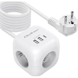 Fonte de alimentação 6 em 1: 3 tomadas CA, 2 portas USB, 1 porta USB-C PD, 20 W