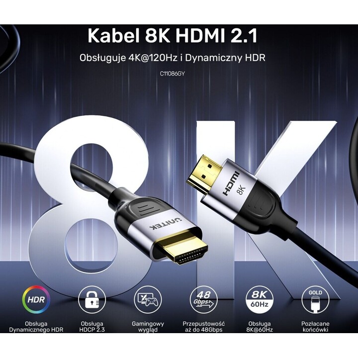Cabo HDMI 2.1 8K 60Hz 1m; Preto; C11086GY01-1M