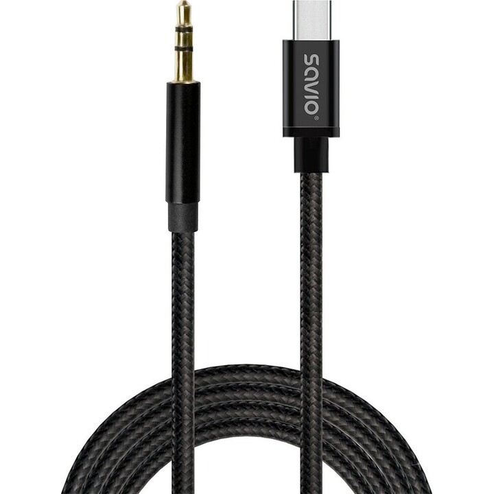 SAVIO CL-188 cable USB-C a mini jack 3,5 mm 2 m negro