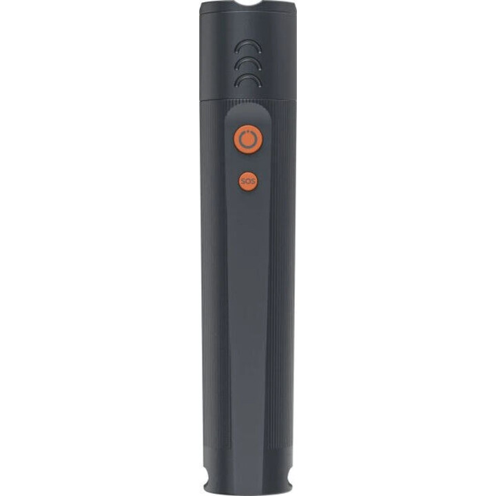 Linterna LED para turismo con 4 modos de luz y zoom.