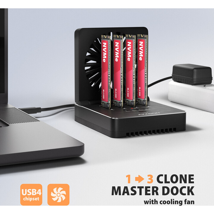 ADSA-M2C44 USB-C 4xNVMe M.2 40Gbps Kühler
