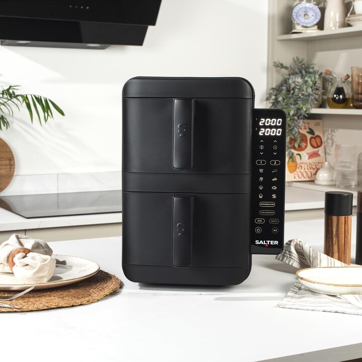 Salter VertiCook Heißluftfritteuse, 9 l, mit zwei vertikalen Körben, digital