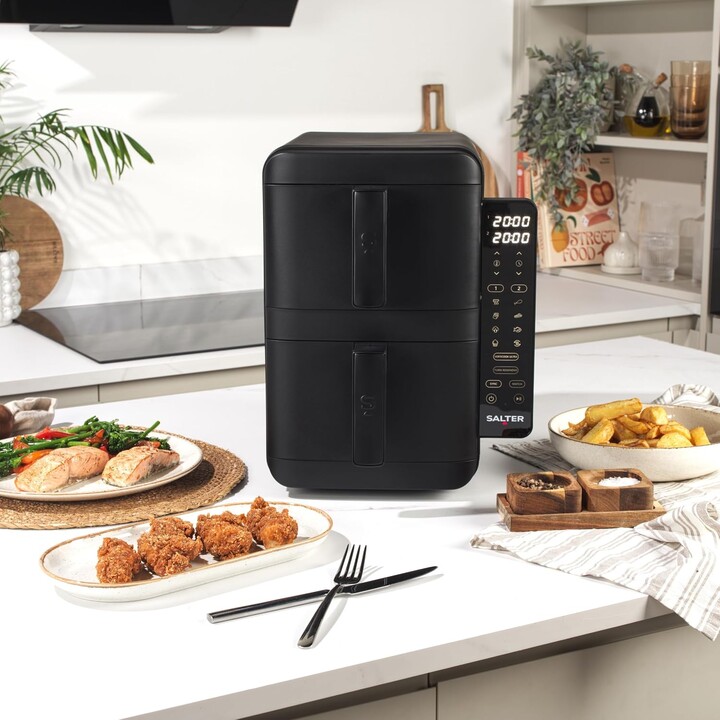 Salter VertiCook Heißluftfritteuse, 9 l, mit zwei vertikalen Körben, digital