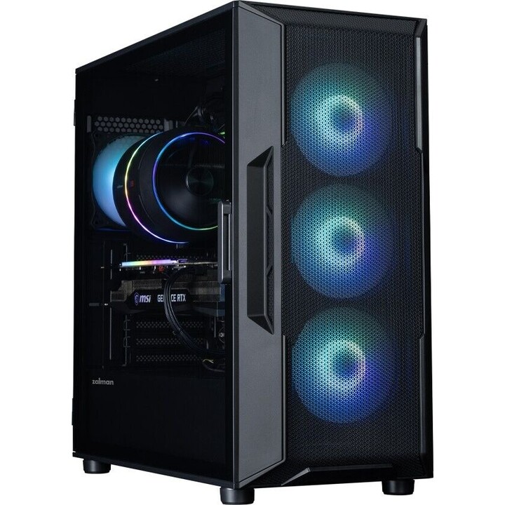 Gabinete PC I3 NEO V2 Mid Tower com 4 ventoinhas ARGB pretas