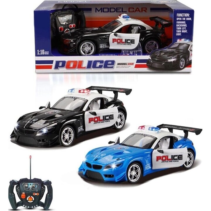 Voiture de police télécommandée avec gyrophares et portes ouvrantes