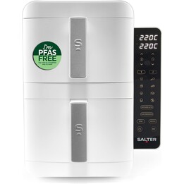 Salter VertiCook Ultra stapelbare Heißluftfritteuse – Vertikalkochgerät, 9 l, 2 Körbe und Roste à 4,5 l, 9 Funktionen, „Sync &am