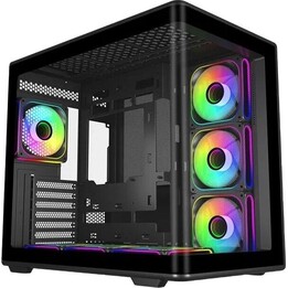 Caja Elite 600 negra con 7 ventiladores ARGB y concentrador
