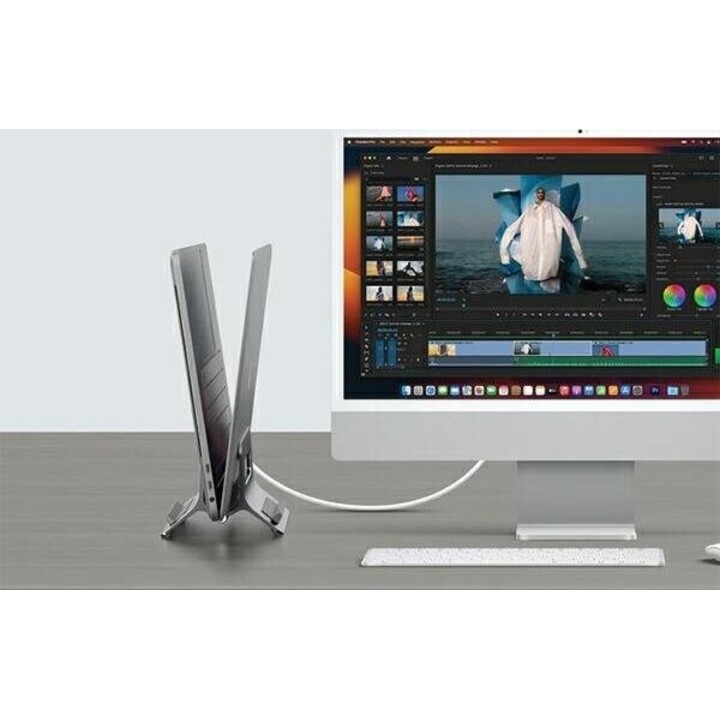 Gravity holder stand for MacBook silver