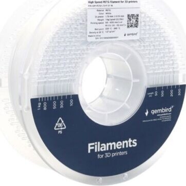 Filament PETG haute vitesse, 1,75 mm, 1 kg, blanc