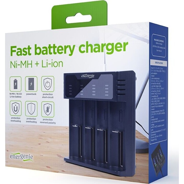 Caricabatterie USB Ni-MH+Li-ion nero