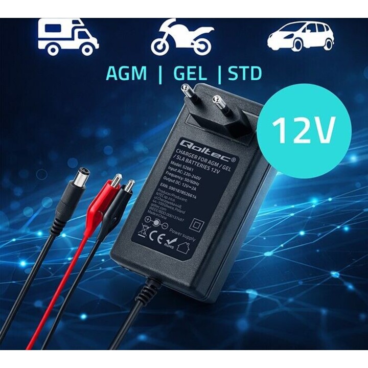 Chargeur pour batterie AGM GEL STD 24V 19,2W 5,5 x 2,1