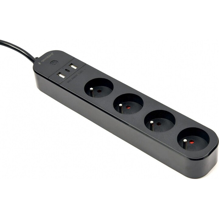 Multiprise intelligente Tuya 4xFR 2xUSB-A 1xUSB-C bl