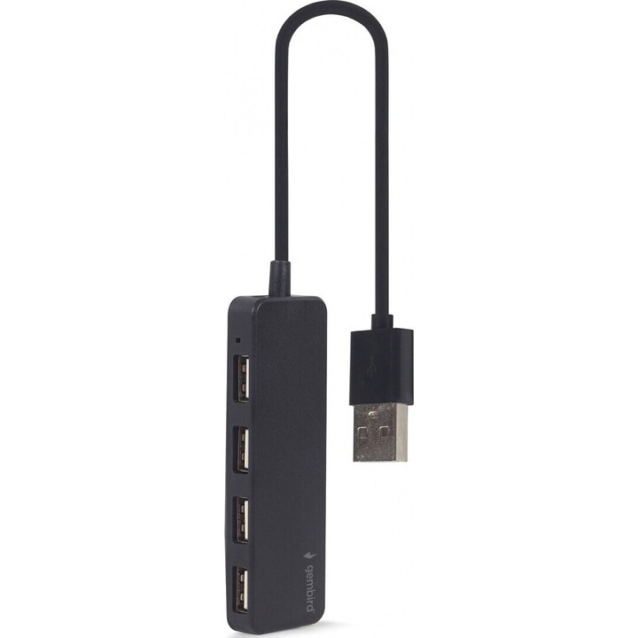 Hub USB 2.0 com 4 portas USB 2.0, preto