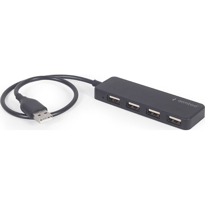 Hub USB 2.0 com 4 portas USB 2.0, preto