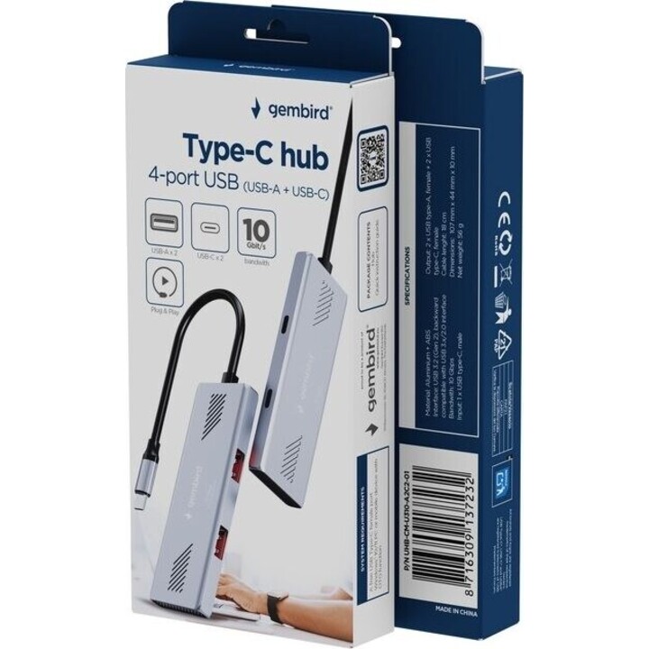 USB-C 3.2 (Gen2) Hub, 2x USB-A, 2x USB-C