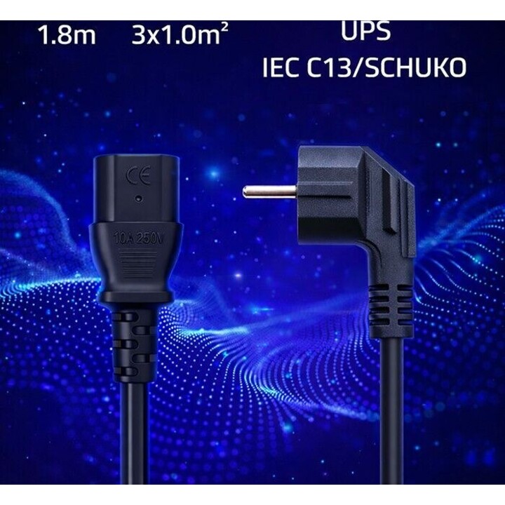 Cavo di alimentazione SCHUKO CEE con spina angolata IEC C13 1.8