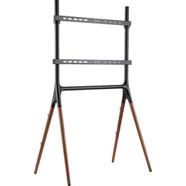 Suporte para TV de 49 a 70 polegadas com pés de madeira de nogueira.