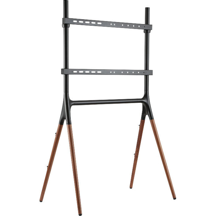 Mueble para TV de 49 a 70 pulgadas con patas de madera de nogal.