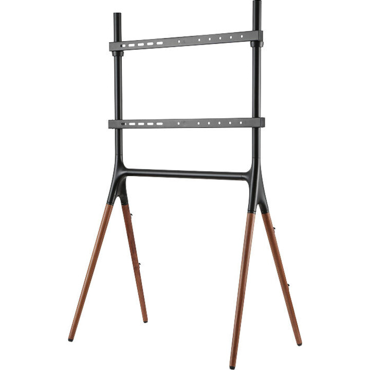 Suporte para TV de 49 a 70 polegadas com pés de madeira de nogueira.