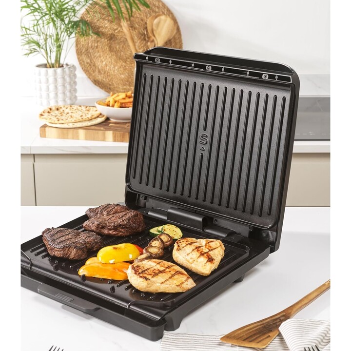 Grill Salter ActiGrill Family 8 portions, grand modèle santé, charnière flottante pour les aliments plus épais et les paninis bi