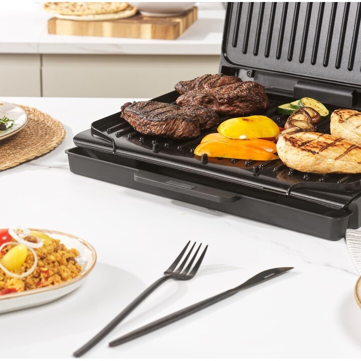 Grill Salter ActiGrill Family 8 portions, grand modèle santé, charnière flottante pour les aliments plus épais et les paninis bi