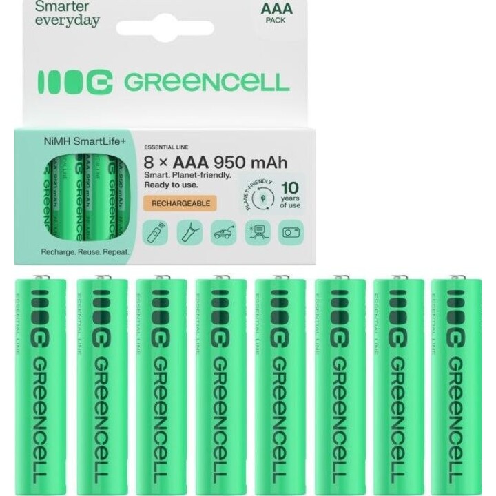 Pilhas recarregáveis 8xAAA HR03 950mAh