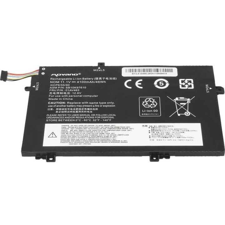 Batterie 01AV463 SB10K97610 pour Lenovo L480 L490 L580 L590 L14 L15 - 4100 mAh (46 Wh)