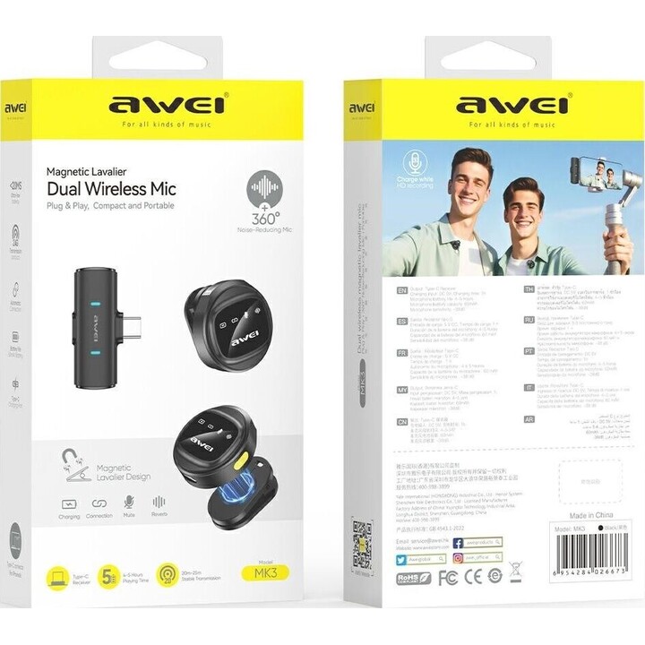 Awei Microphone cravate MK3 Duo noir 3018274