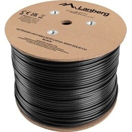 Cabo LAN SFTP cat.6a 305m para uso externo, cobre, aprovado pela Fluke, preto