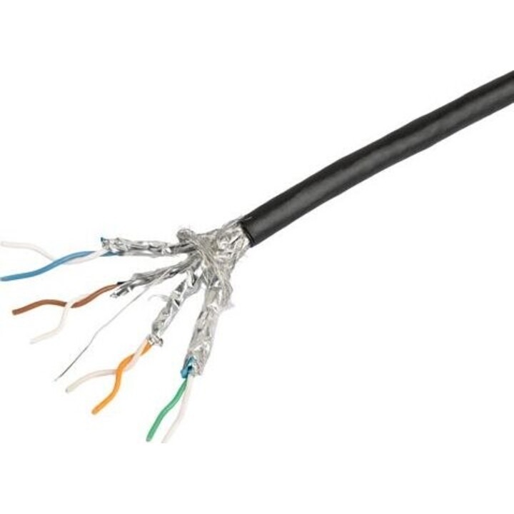 LAN-SFTP-Kabel Kat. 6a, 305 m, Außenkabel, CU, geprüft von Fluke, schwarz